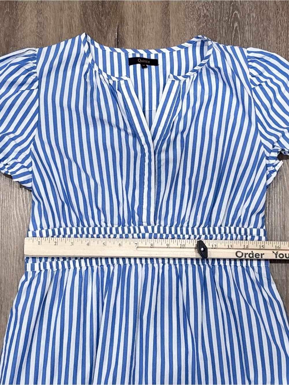 Quince Blue White Striped Cotton Poplin Tiered Maxi Dress Size Medium - Picture 4 of 10